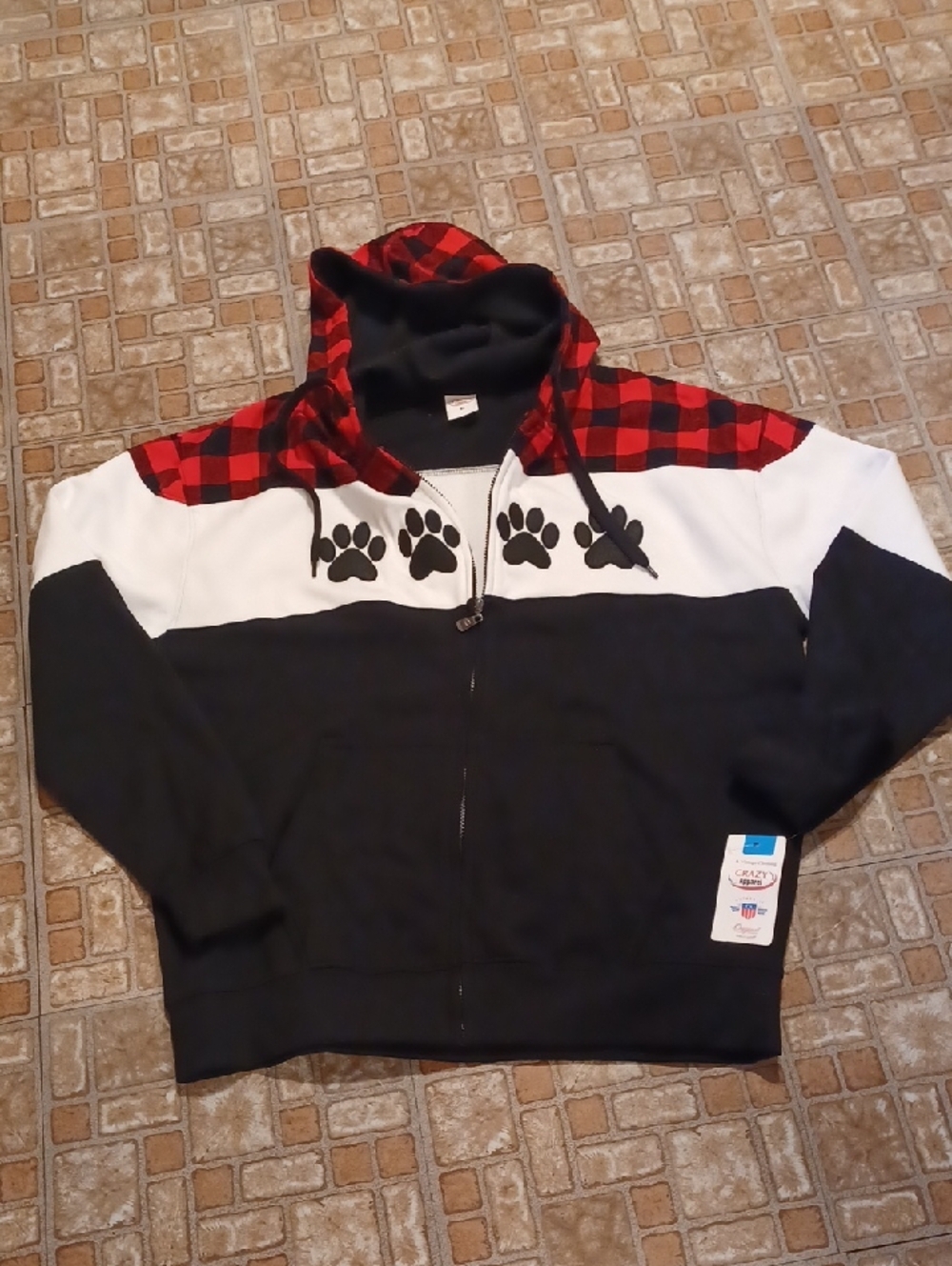 Women's Hooded Jacket  Paw Print Accent Crazy Apparel Size Xlarge